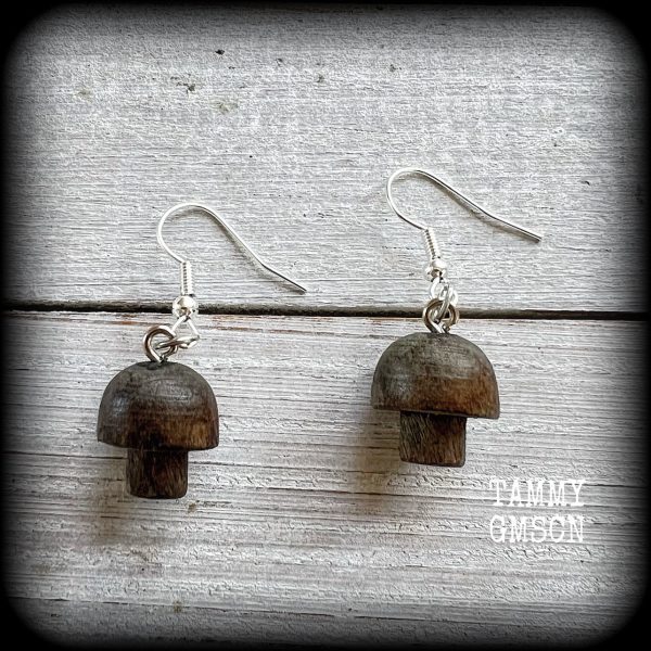 Wood mushroom earrings Cheap