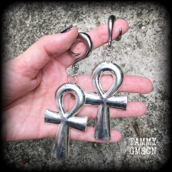 Ankh gauged earrings-Ear hangers Fashion