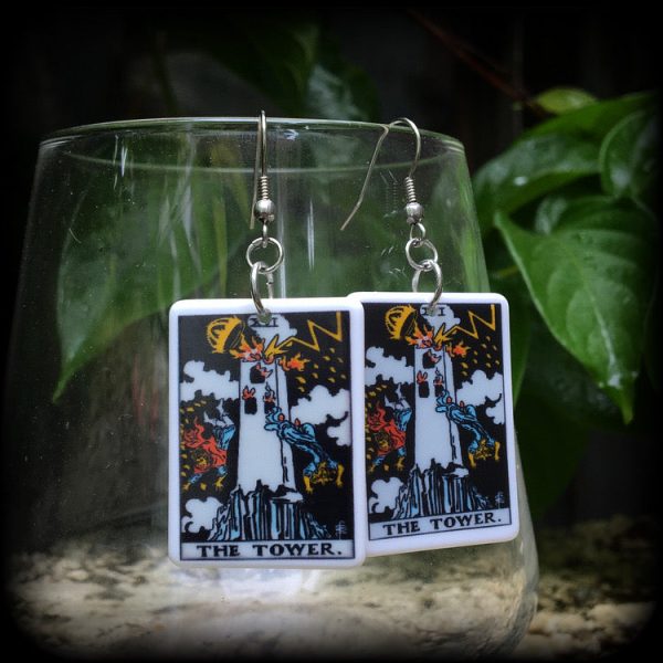 The Tower Tarot card earrings-Tarot jewelry Cheap