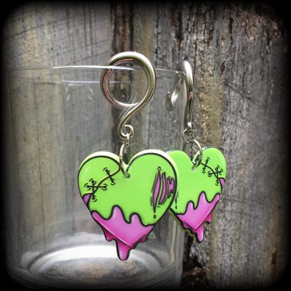 Zombie heart gauged earrings-Halloween earrings Online Hot Sale