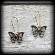 Antique gold blue butterfly earrings Fashion