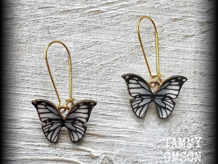 Antique gold blue butterfly earrings Fashion