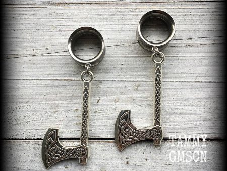 Viking axe tunnel earrings Hot on Sale