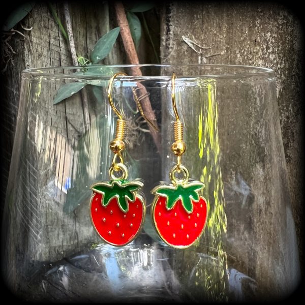 Strawberry earrings-Fruit earrings For Sale