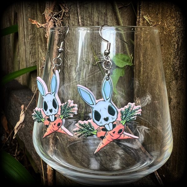 Zombie rabbit earrings-Novelty Easter earrings on Sale