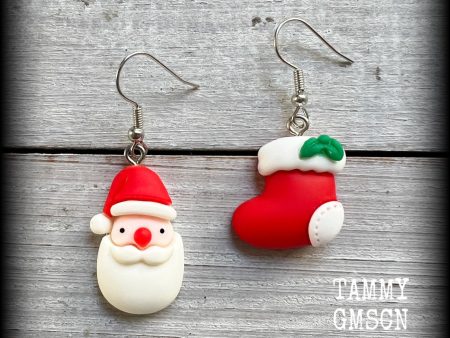 Santa Claus earrings-Christmas earrings-Yule earrings For Discount