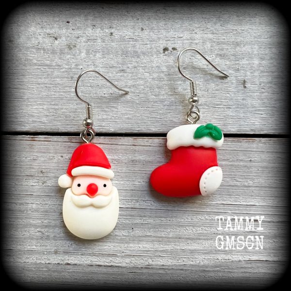 Santa Claus earrings-Christmas earrings-Yule earrings For Discount