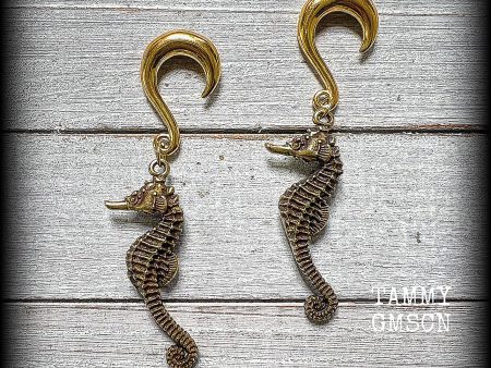 Seahorse ear weights-Gauged earrings Online now