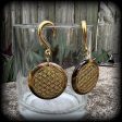 Tigers eye gemstone gauged earrings-Flower of life ear weights For Discount