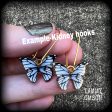 Antique gold blue butterfly earrings Fashion