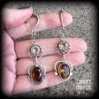 Citrine and Topaz gemstone gauged earrings For Sale