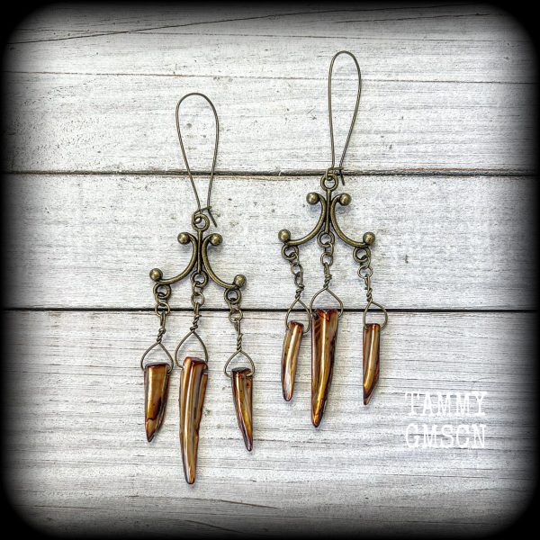 Antique bronze and shell tusk earrings Online