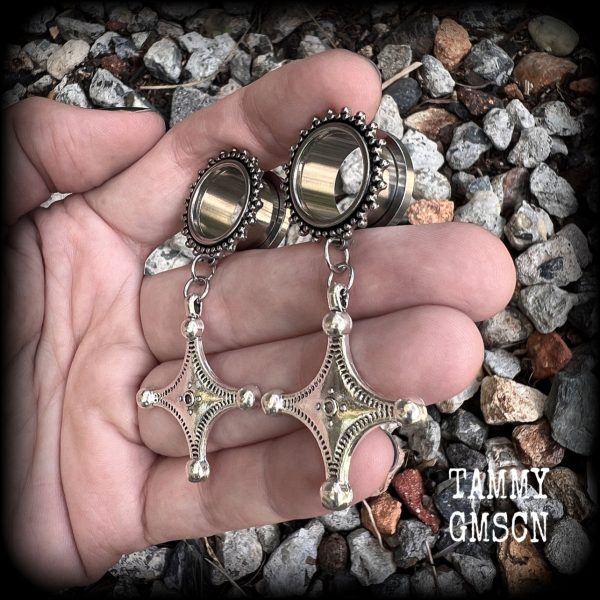 Tuareg cross tunnel earrings-Ethnic cross jewelry Sale