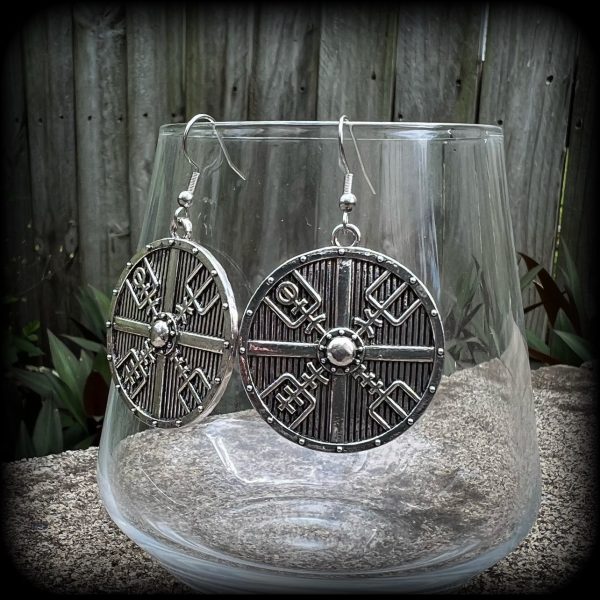 Viking shield earrings-Norse earrings on Sale