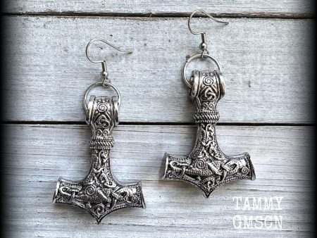 Thors Hammer earrings-Viking jewelry For Cheap