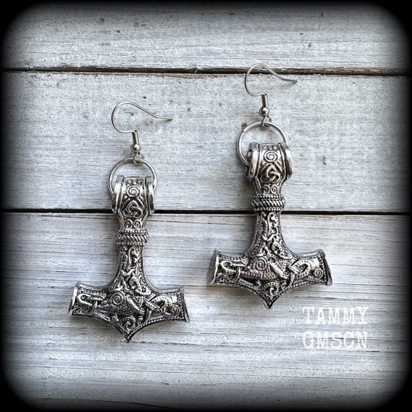 Thors Hammer earrings-Viking jewelry For Cheap