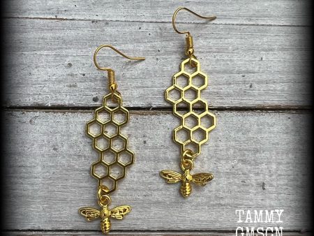 Bee earrings-Beehive earrings For Sale