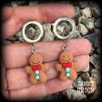 Gingerbread man tunnels-Christmas tunnel earrings For Sale