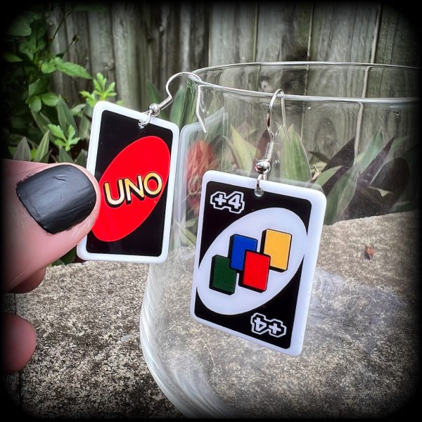 UNO cards earrings-Card game earrings Supply