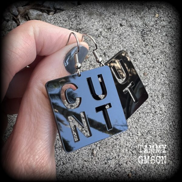 Swear word letter tile earrings-Cuss words-Swears Online