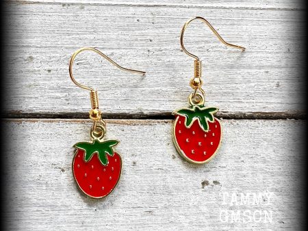 Strawberry earrings-Fruit earrings For Sale