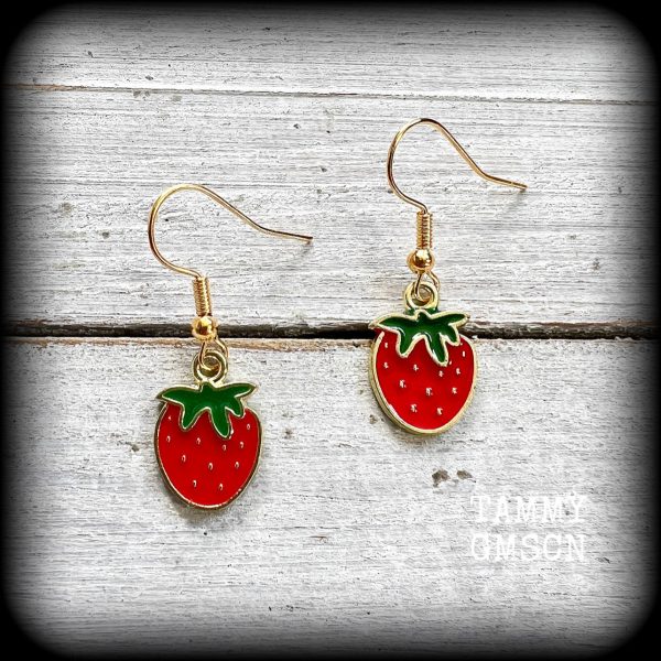 Strawberry earrings-Fruit earrings For Sale