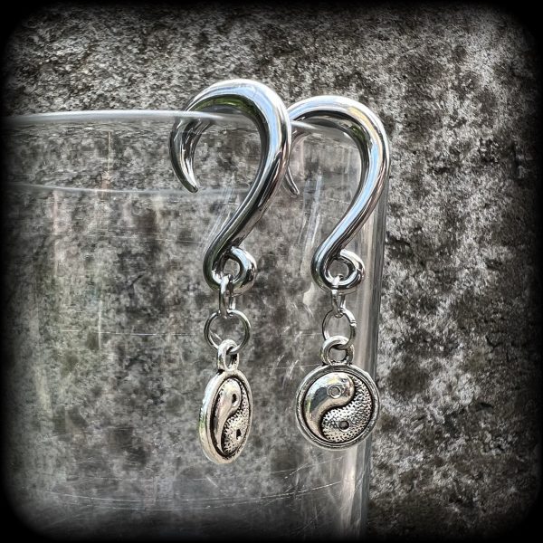 Yin Yang gauged earrings For Sale