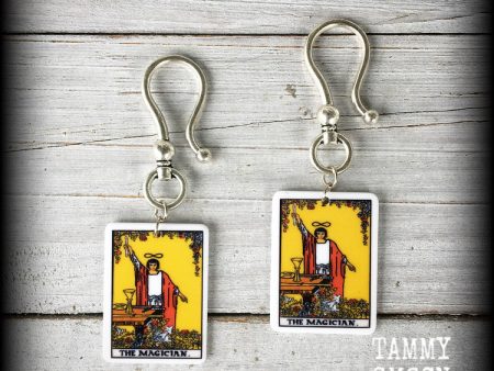 The Magician Tarot card earrings-Ear hangers For Sale