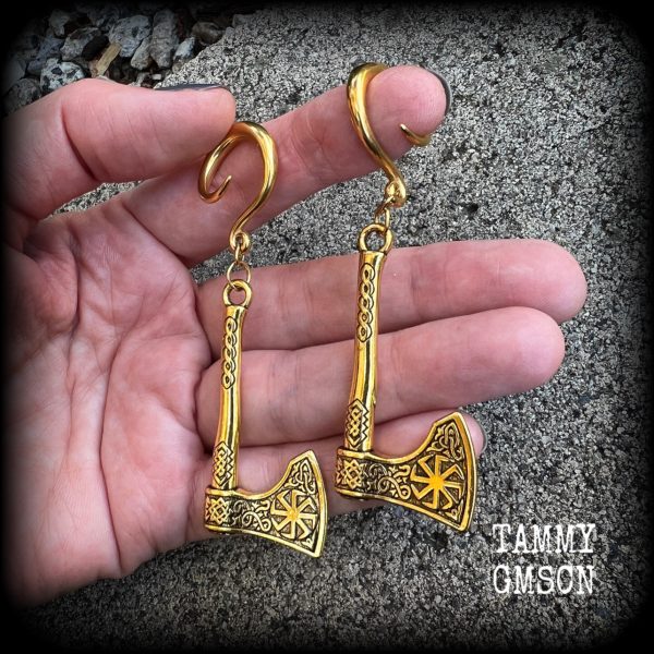 Viking axe gauged earrings on Sale