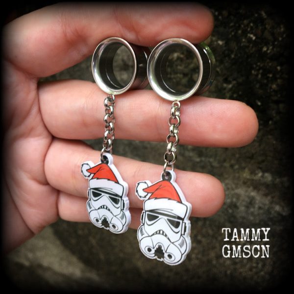 Storm trooper-Star Wars- Christmas tunnel earrings Online now