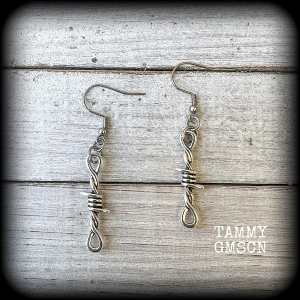 Barbed wire earrings-Punk earrings-Punk jewelry For Sale