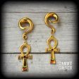 Ankh gauged earrings-Egyptian ear gauges For Sale