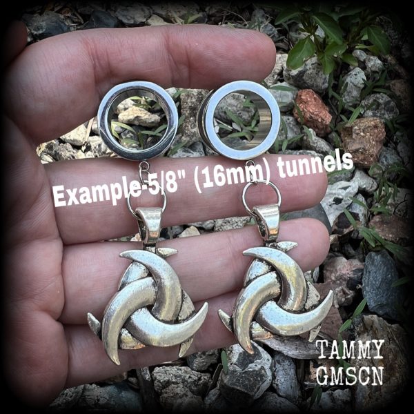 Triple horn tunnel earrings-Viking jewelry For Sale