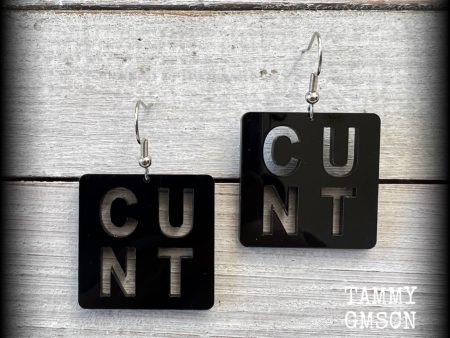 Swear word letter tile earrings-Cuss words-Swears Online