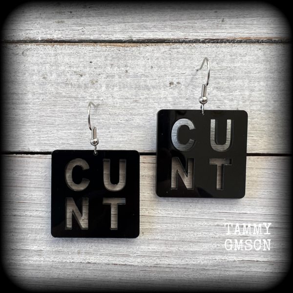 Swear word letter tile earrings-Cuss words-Swears Online