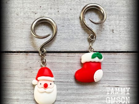 Santa Claus earrings-Christmas gauged earrings Online Hot Sale