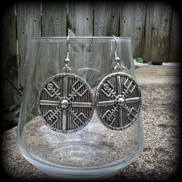 Viking shield earrings-Norse earrings on Sale