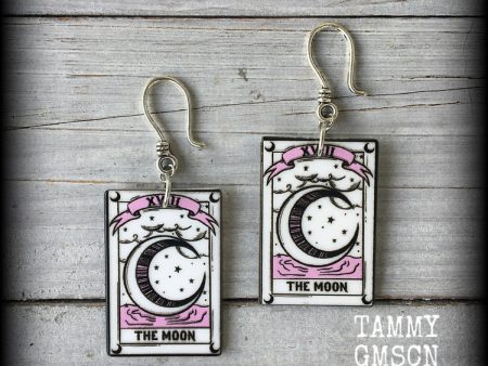 The Moon tarot card earrings-Pastel goth earrings Hot on Sale