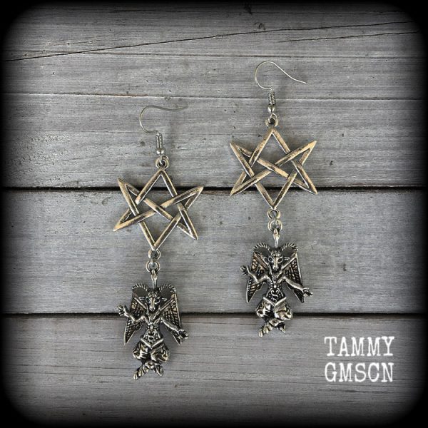 Baphomet earrings-Unicursal hexagram earrings Sale