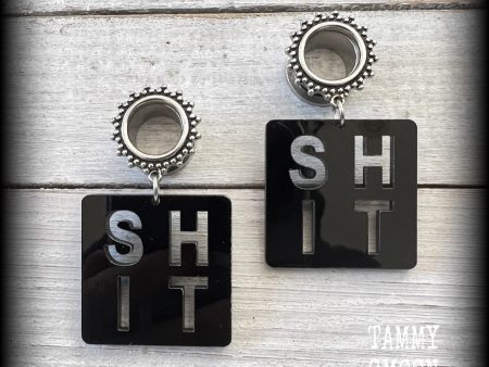 Swear word-Cuss word-Shit tunnel earrings Fashion