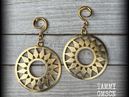 Antique gold Ishtar Sun Goddess earrings For Cheap