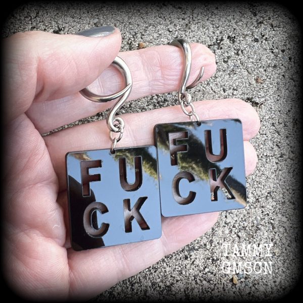 Swear word gauged earrings-Cuss words earrings Online now