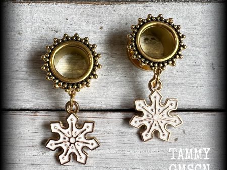 Snowflake tunnel earrings-Christmas earrings For Cheap