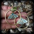 Antique gold blue butterfly hoop earrings Sale