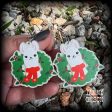 Llama earrings-Christmas wreath earrings-Yule earrings Supply