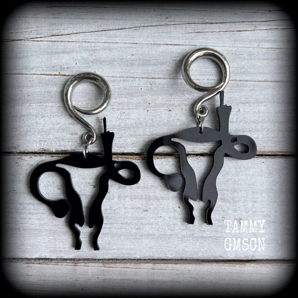 Angry uterus gauged earrings-Genitals earrings Sale