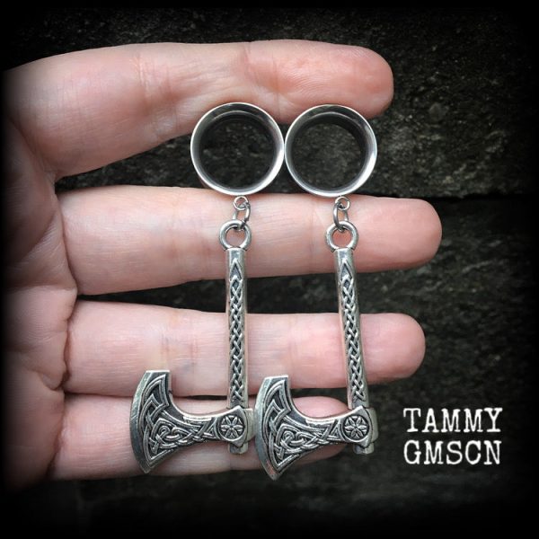 Viking axe tunnel earrings Hot on Sale