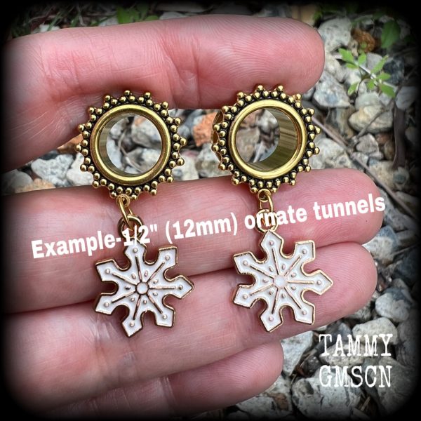 Snowflake tunnel earrings-Christmas earrings For Cheap