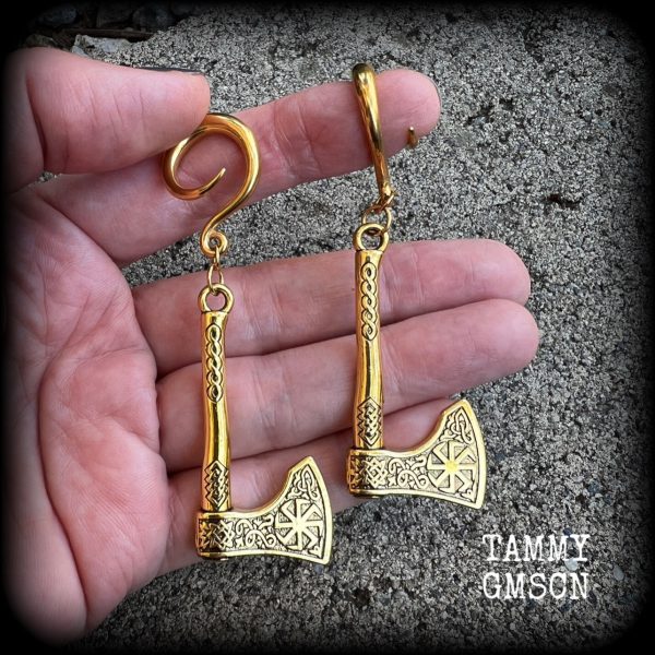 Viking axe gauged earrings on Sale