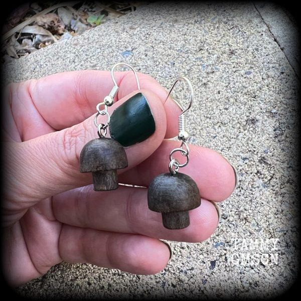 Wood mushroom earrings Cheap